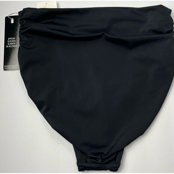 Miraclesuit Magicsuit Swim Bottom 16 XL High Waist Solid Black Ruched Sides NWT - Picture 5 of 6